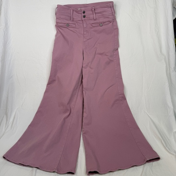 Anthropologie Pilcro High-Rise Wide-Leg Trouser Jeans Pink Size 26 - Picture 2 of 16